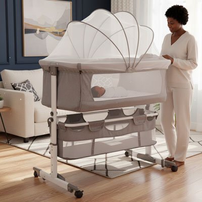 lit cododo gris moderne assorti à la décoration chambre bébé