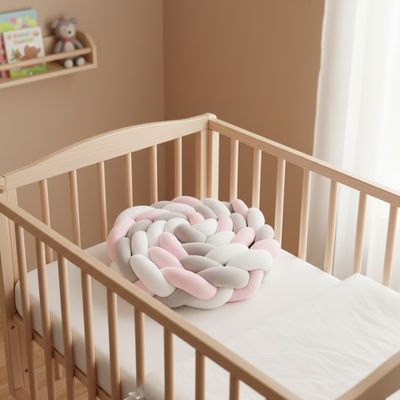 Tour de Lit Tressé - Rose Gris Blanc