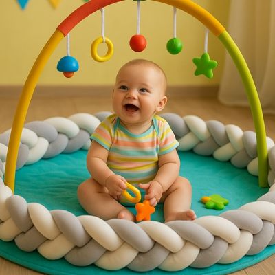 TRESSE DE LIT BEBE - GRIS BLANC