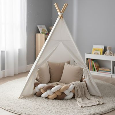 Aménagement chambre bébé avec tresse de lit beige cappuccino