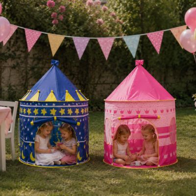 Tente de jeu enfant ronde avec motifs étoiles et lunes