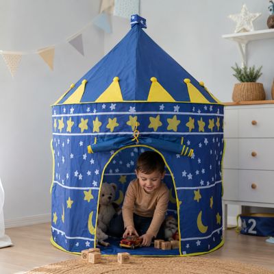 Tente enfant château bleu pliable pour chambre de petit garçon