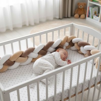 Tresse de lit velours Trio Cappuccino dans lit bébé tons naturels