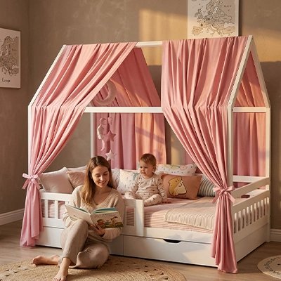 Ciel de lit caban rose pour chambre de princesse