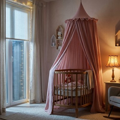 Ciel de lit rose pour une chambre de princesse