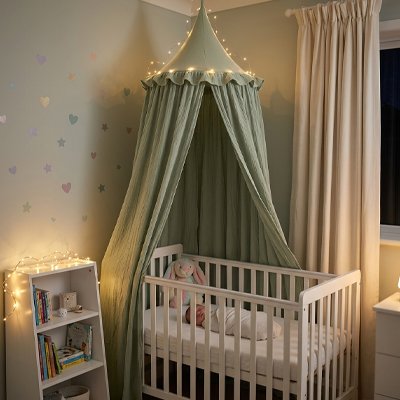 Ciel de lit vert clair protection du lit de bébé