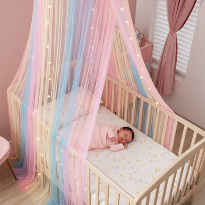 ciel de lit bebe Rainbow en voile arc en ciel
