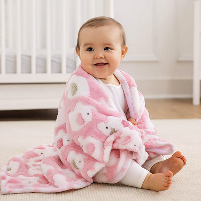 couverture bébé chaude hiver elephant rose