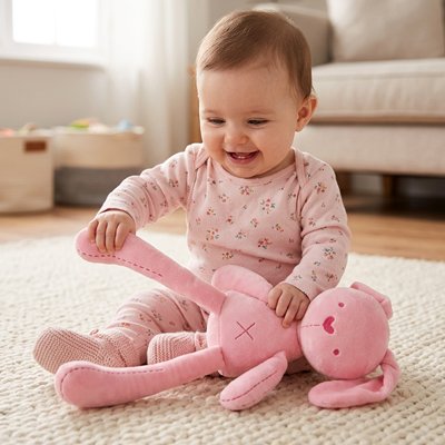Doudou lapin lapin rose cadeau de naissance idéal