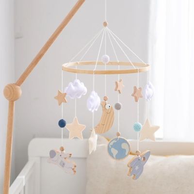 mobile bebe decoratif bois naturel avec support universel
