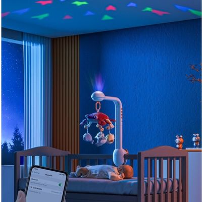 mobile musical bebe apaisant peluches marines et ciell lumineux