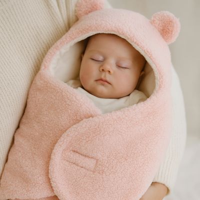 Nid D'Ange Bébé 0-6 Mois Beige Motif Nounours - Doux Et Chaud Pour Balades