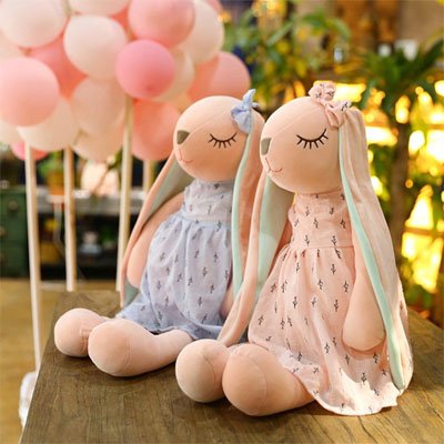 peluche lapin doudou bébé rose et bleu