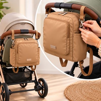 sac-a-dos-a-langer s'accroche à la poussette