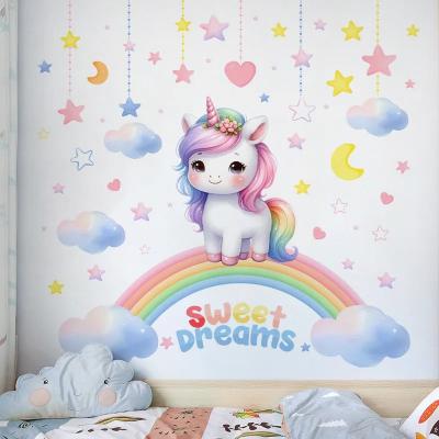 stickers-muraux-chambre-licornes-colores