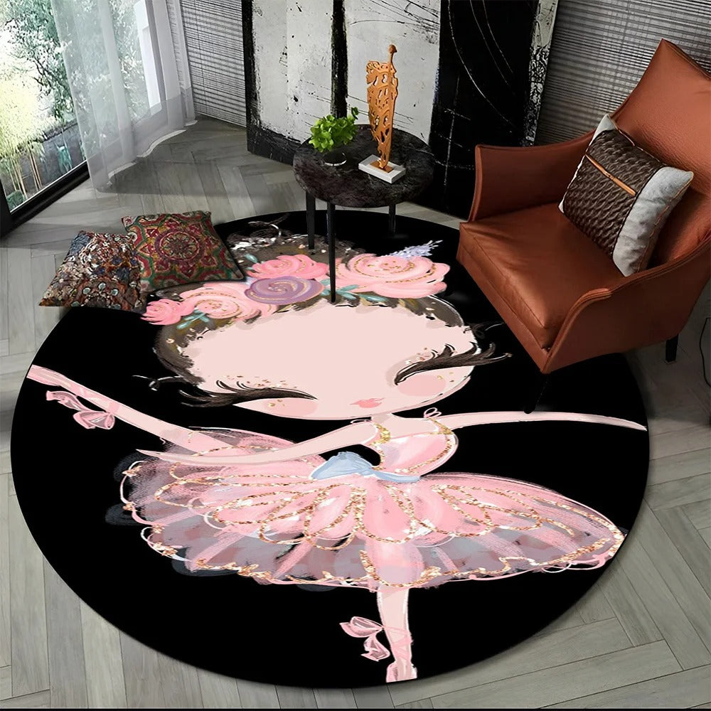 tapis-chambre-enfant-danseuse-rond-noir