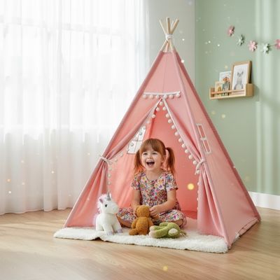 tipi-enfant-rose-pour-jouer-en-autonomie-baby-et-mum