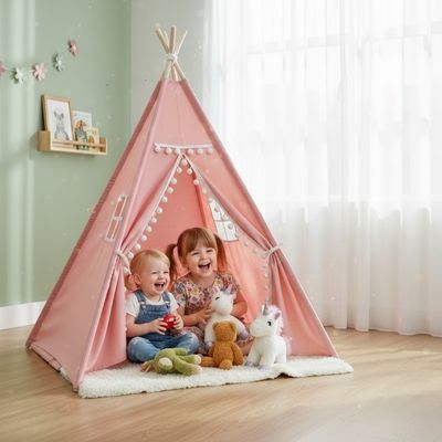 tipi-enfant-rose-refuge-dans-la-chambre