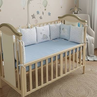 tour de lit pour bebe elephant douceur bleu blanc