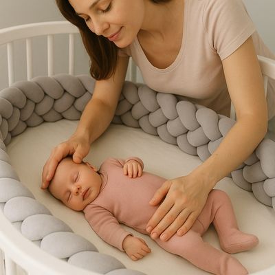 tresse_de_lit_4_brins_grise_ideale_cadeau_de_naissance