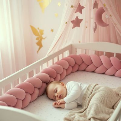 TRESSE DE LIT BEBE - ROSE POUDRE