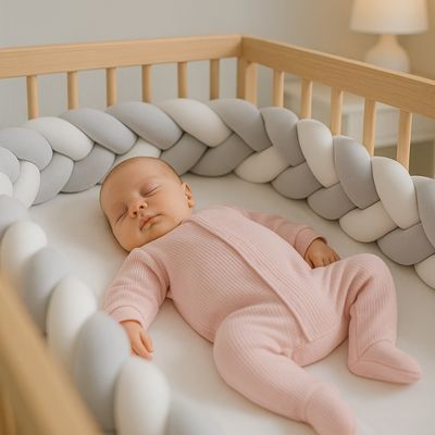 tresse de lit bebe ideale cadeau de naissance gris blanc