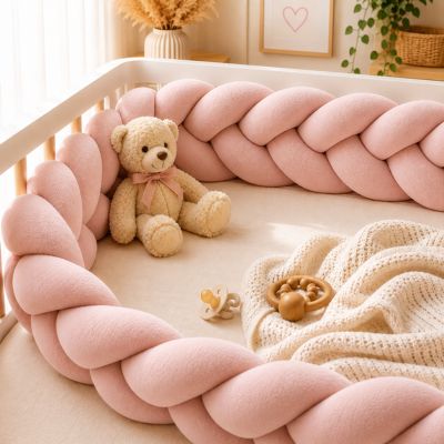 tresse_de_lit_bebe_rose_poudre_protection_et_decoration