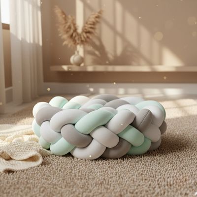 tresse_de_lit_vert_gris_blanc_4_brins_en_coton