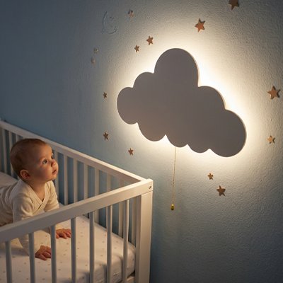 Veilleuse murale nuage fonctionne avec piles